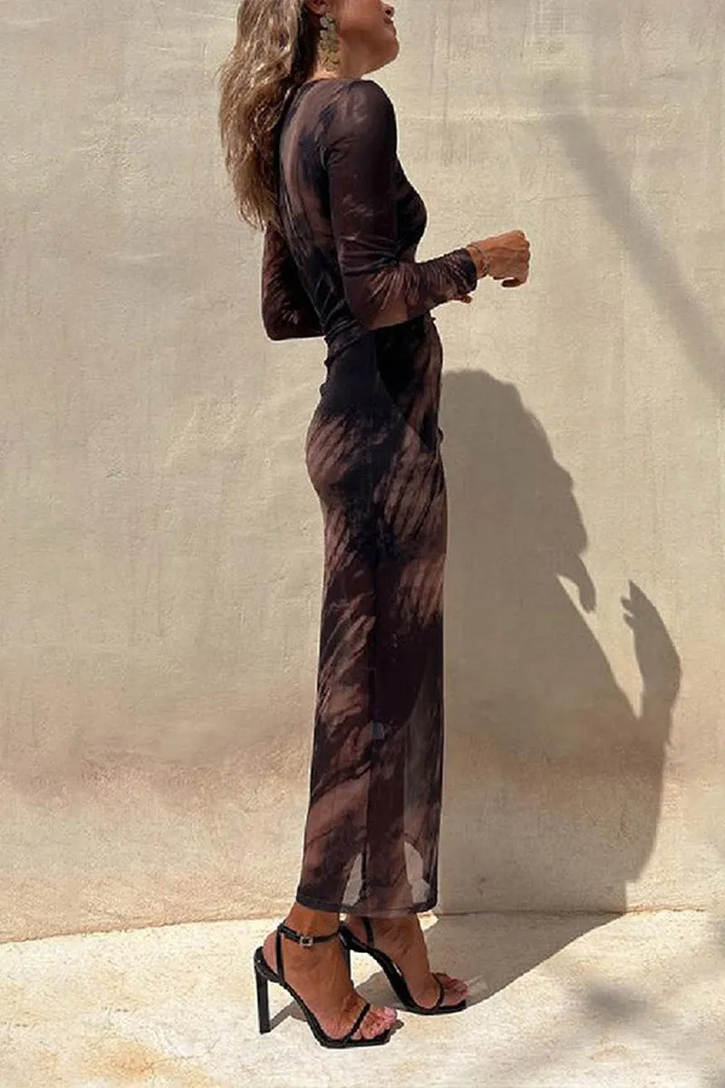 BS3208 Tie Dye Sheer Long Dress