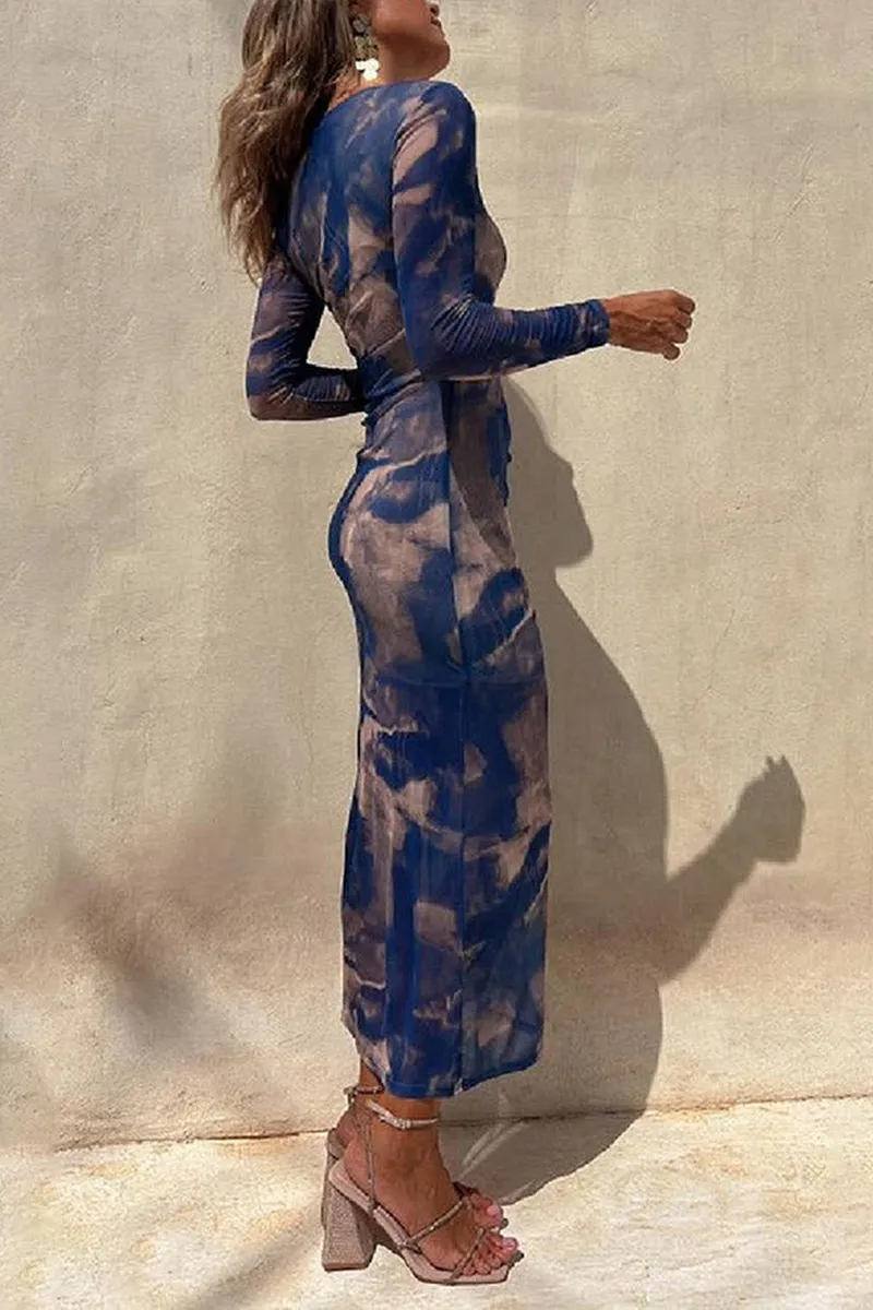 BS3208 Tie Dye Sheer Long Dress