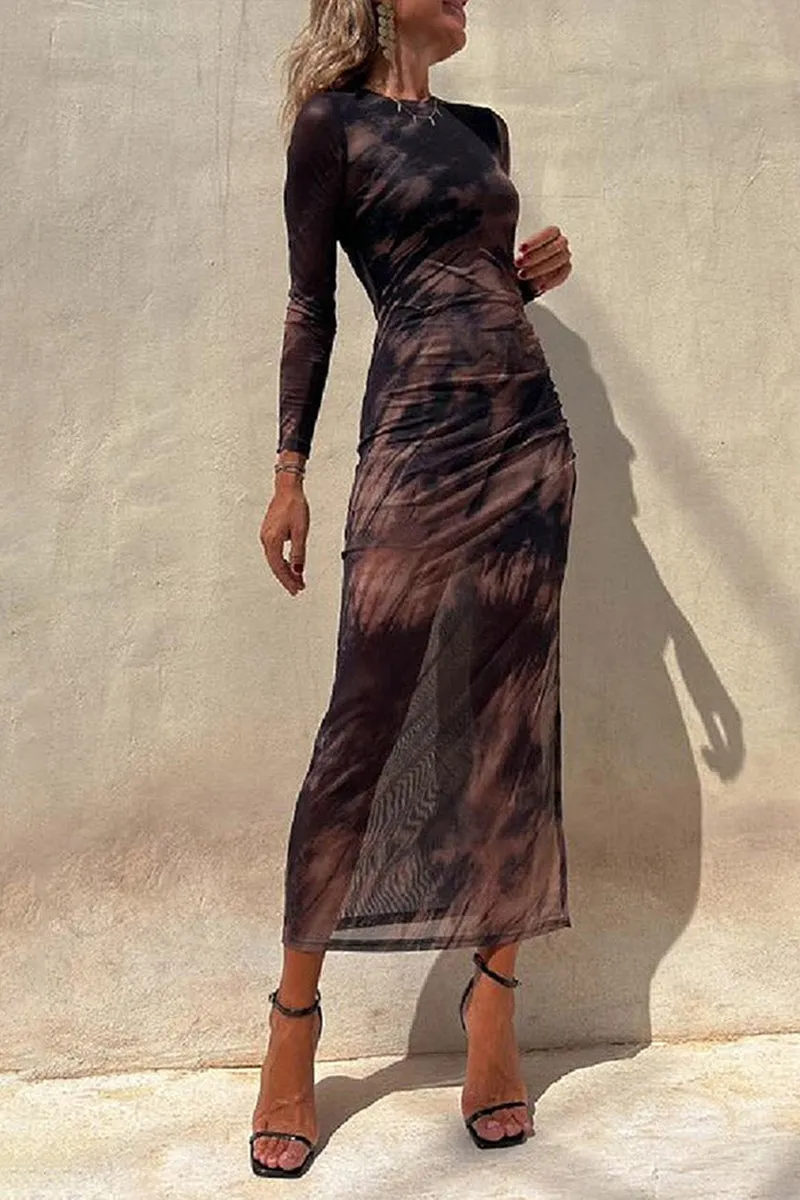 BS3208 Tie Dye Sheer Long Dress