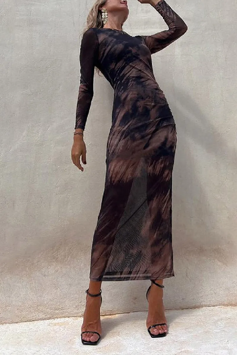 BS3208 Tie Dye Sheer Long Dress