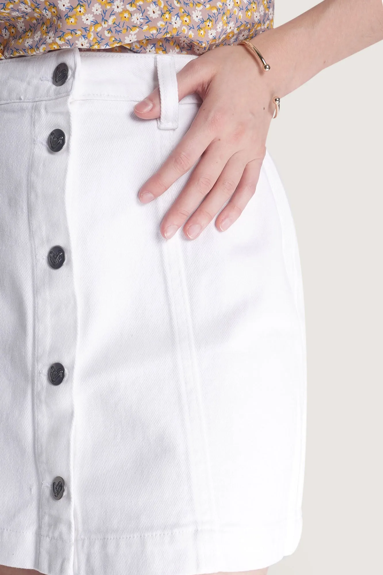 Buttoned A-Line Mini Skirt