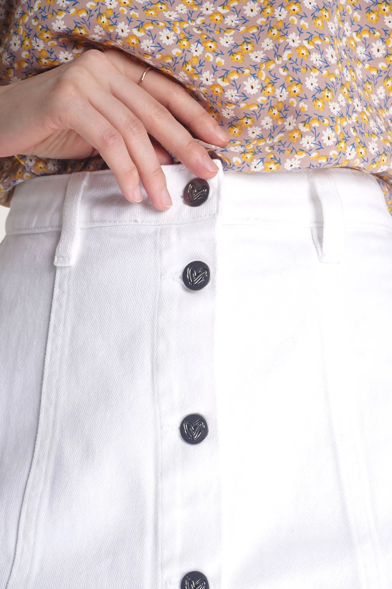Buttoned A-Line Mini Skirt