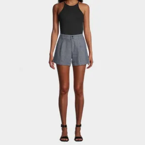 Calvin Klein Linen Blend Button-Front Shorts Blue SZ 6 NWT