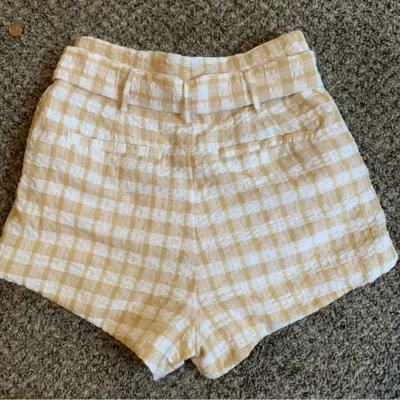 Camila Coelho Silvio Tan Check Shorts Size XS