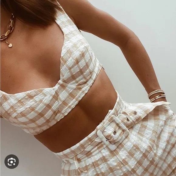 Camila Coelho Silvio Tan Check Shorts Size XS