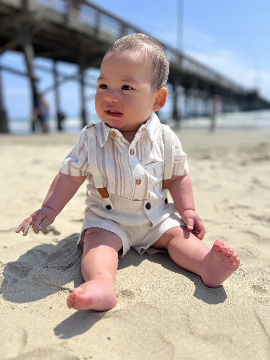 CAPTAIN - Cream shorts with removable suspenders (HB1282d)