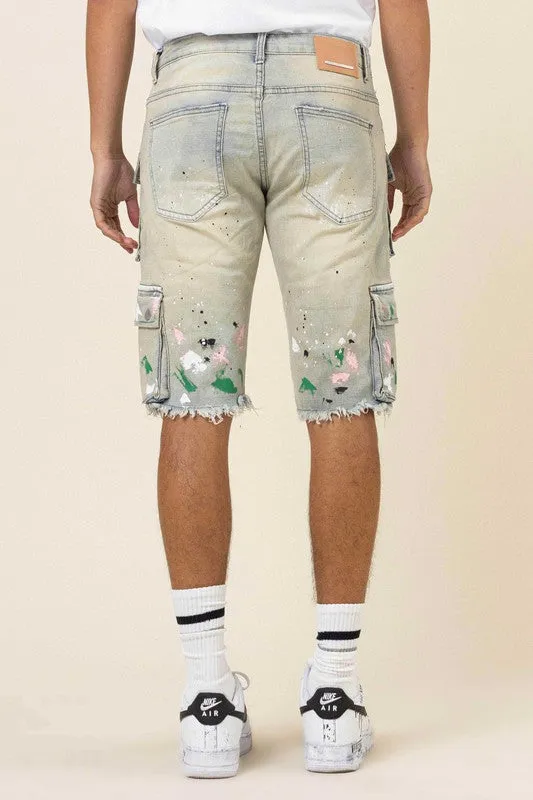 CARGO DENIM SHORTS