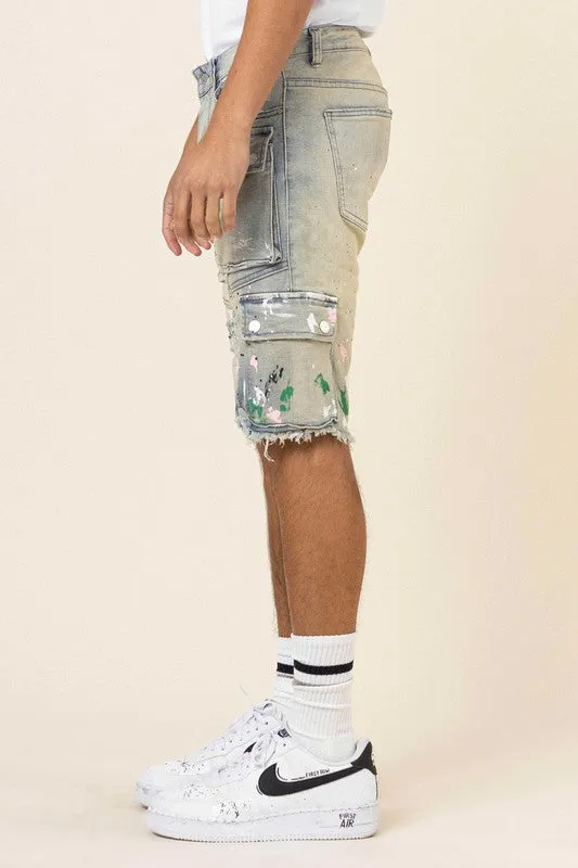 CARGO DENIM SHORTS