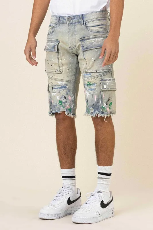 CARGO DENIM SHORTS