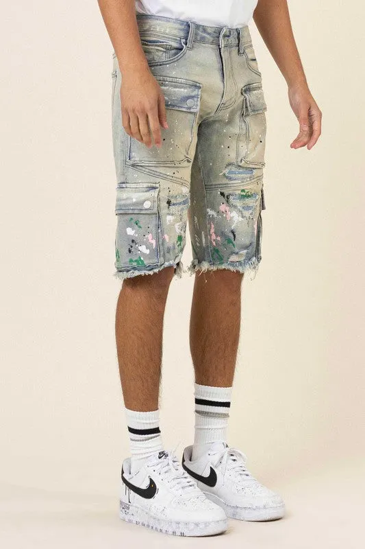 CARGO DENIM SHORTS