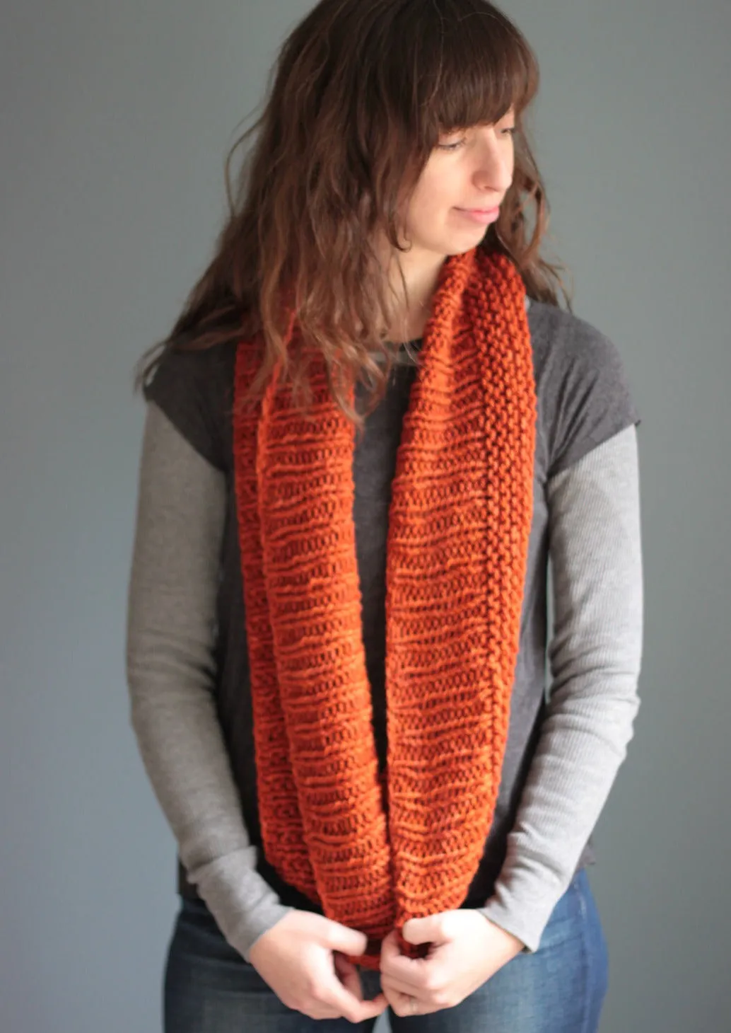 Carmella Infinity Cowl, Elizabeth Smith Knits. Print Knitting Pattern