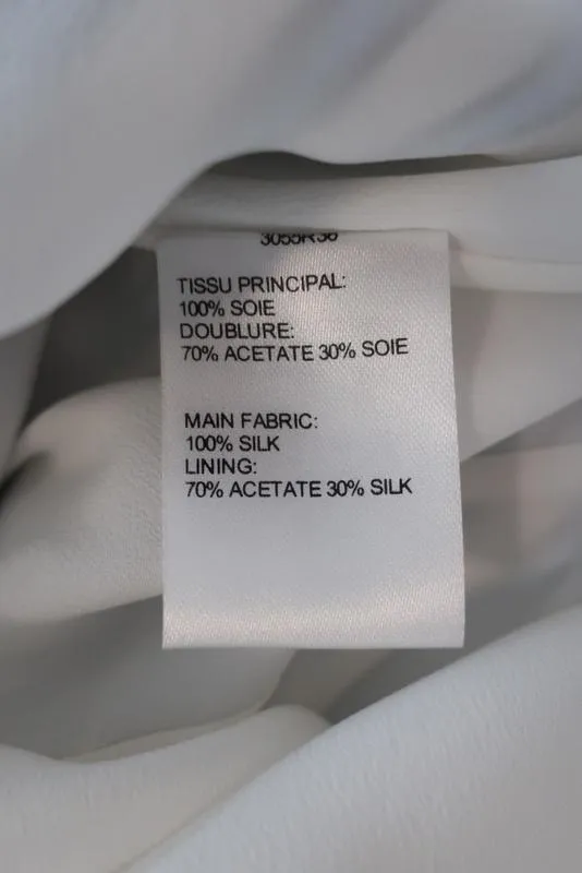 Carven Dress Blue/White Striped Silk Twill Size 36 Sleeveless Ruffled Faux-Wrap