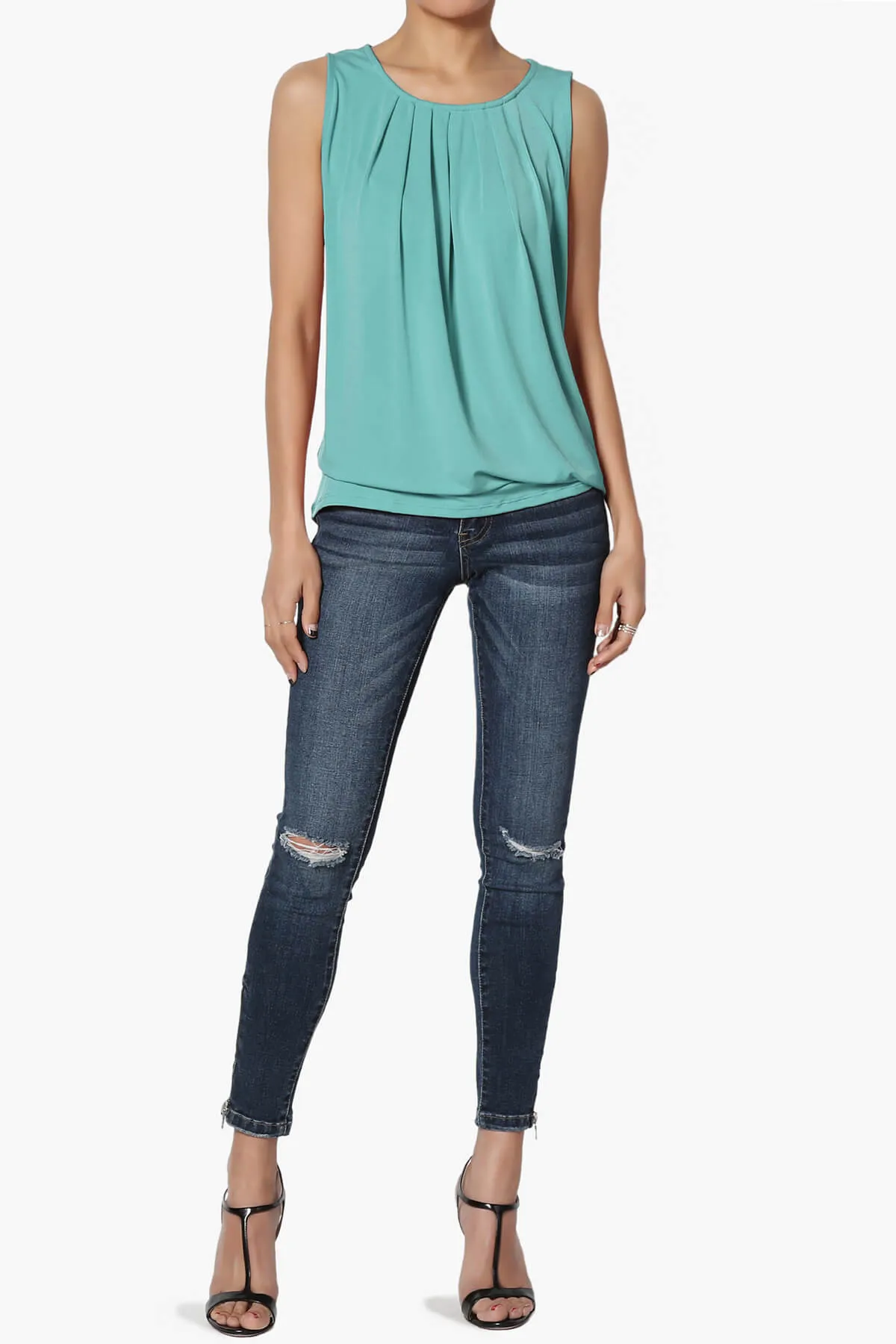 Chaffee Pleat Neck Tank Top PLUS