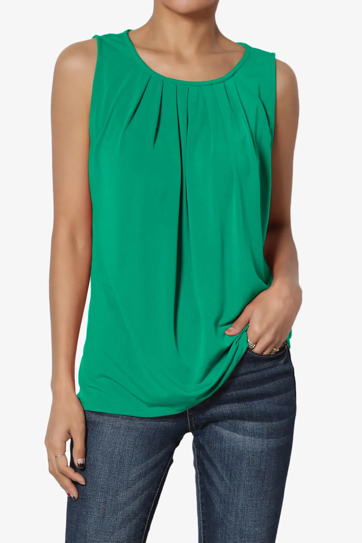 Chaffee Pleat Neck Tank Top PLUS