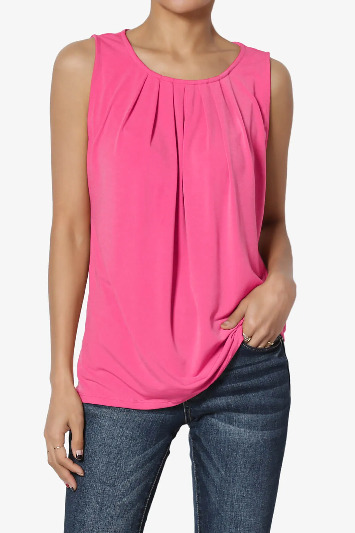 Chaffee Pleat Neck Tank Top PLUS