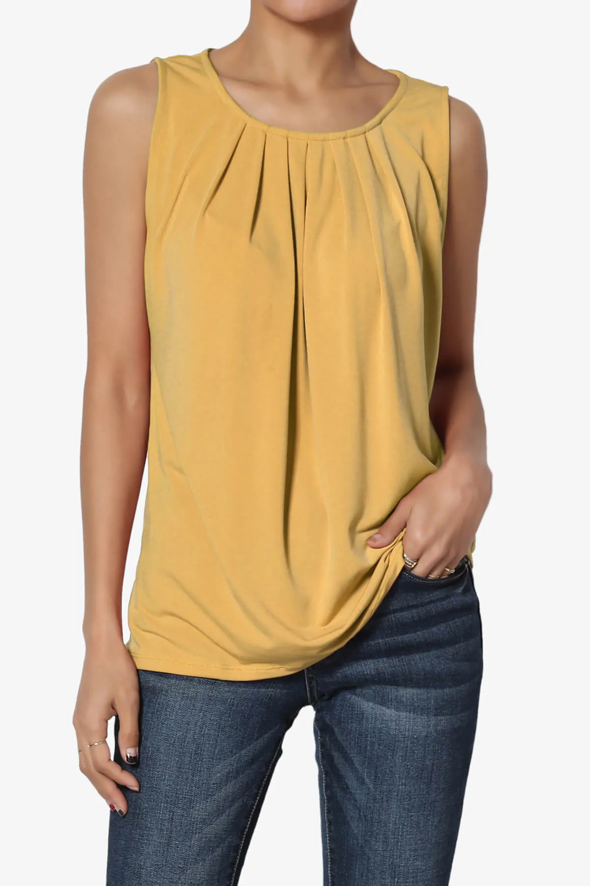 Chaffee Pleat Neck Tank Top PLUS