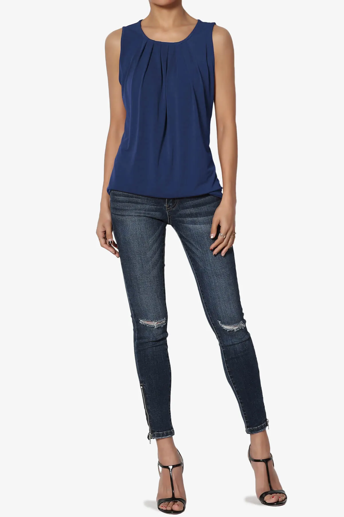 Chaffee Pleat Neck Tank Top PLUS