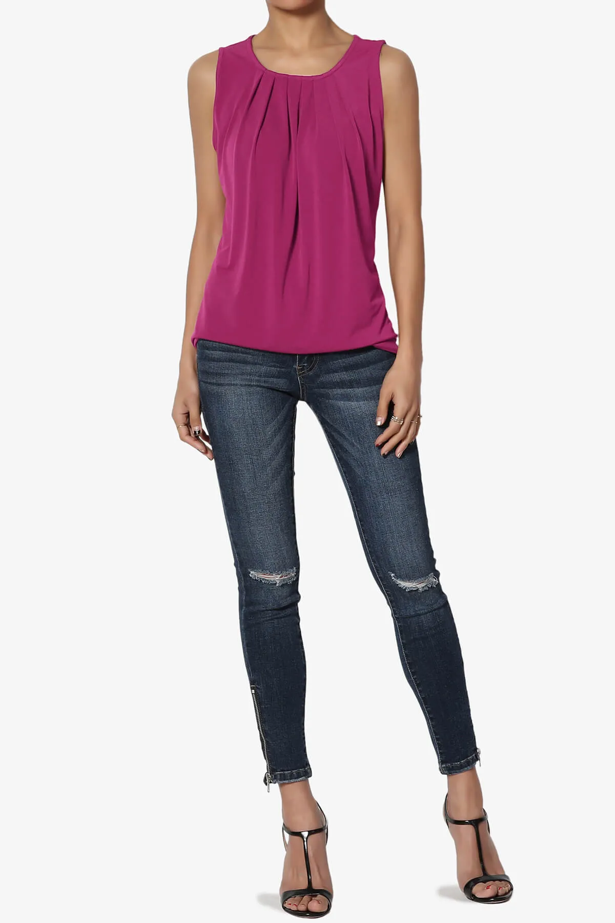 Chaffee Pleat Neck Tank Top PLUS