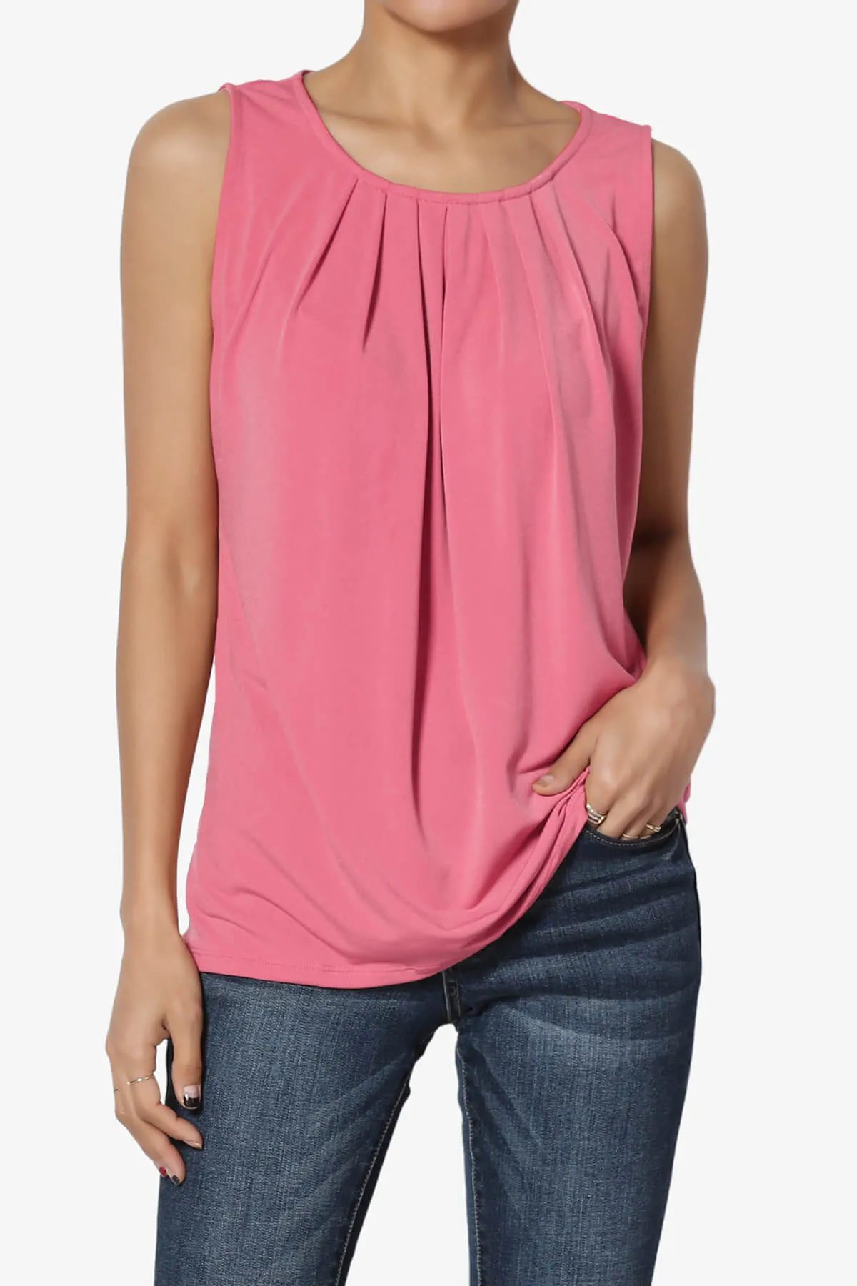 Chaffee Pleat Neck Tank Top PLUS