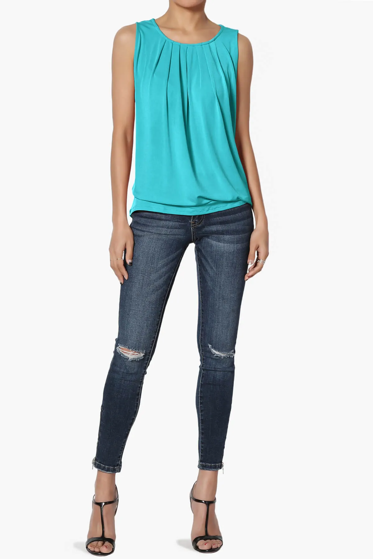 Chaffee Pleat Neck Tank Top PLUS