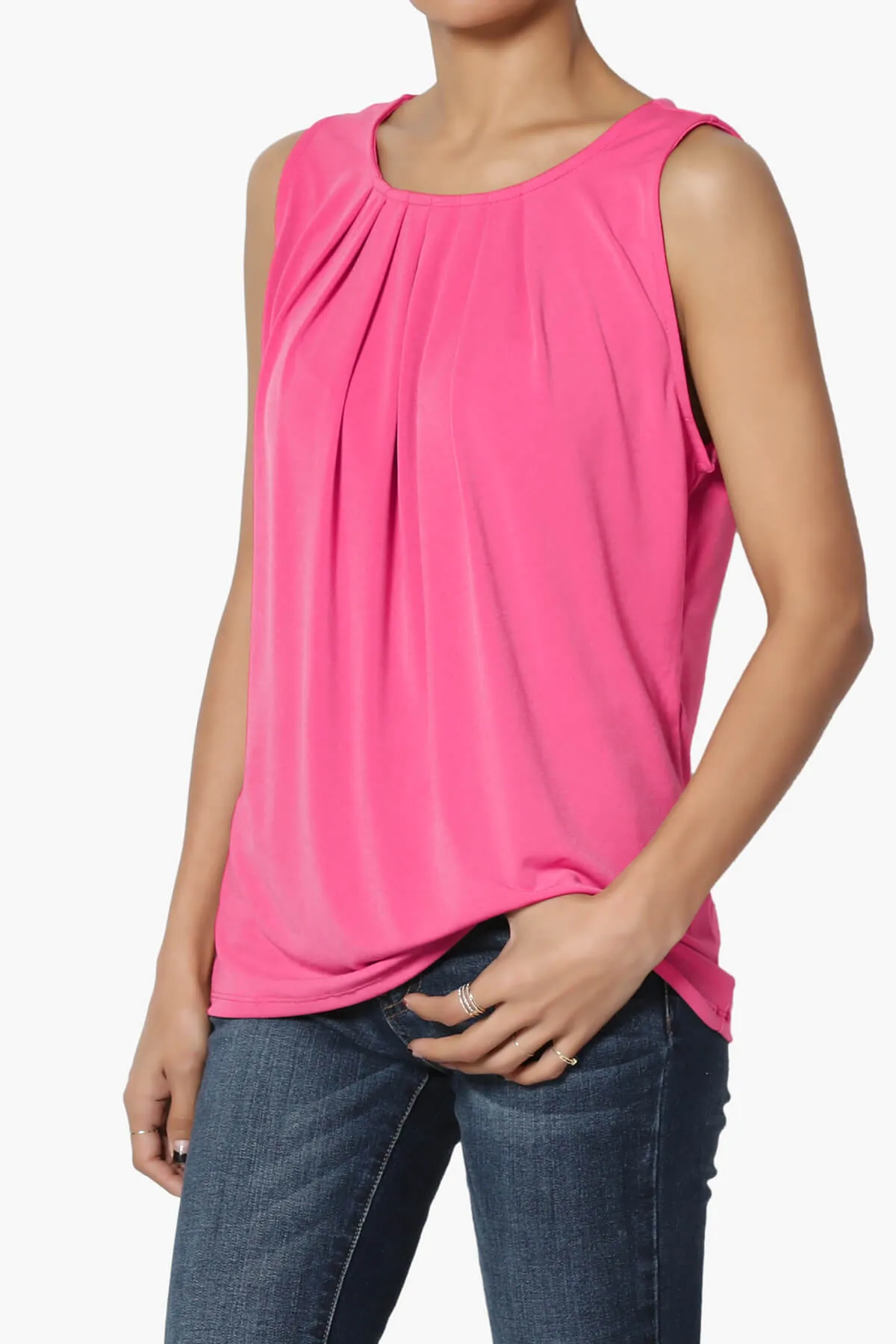 Chaffee Pleat Neck Tank Top PLUS