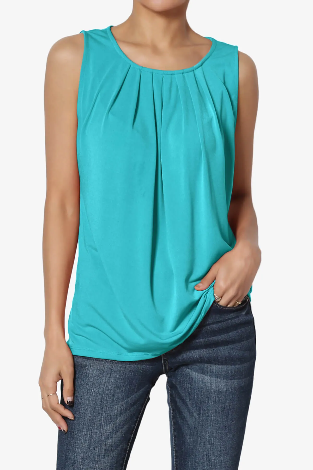 Chaffee Pleat Neck Tank Top PLUS