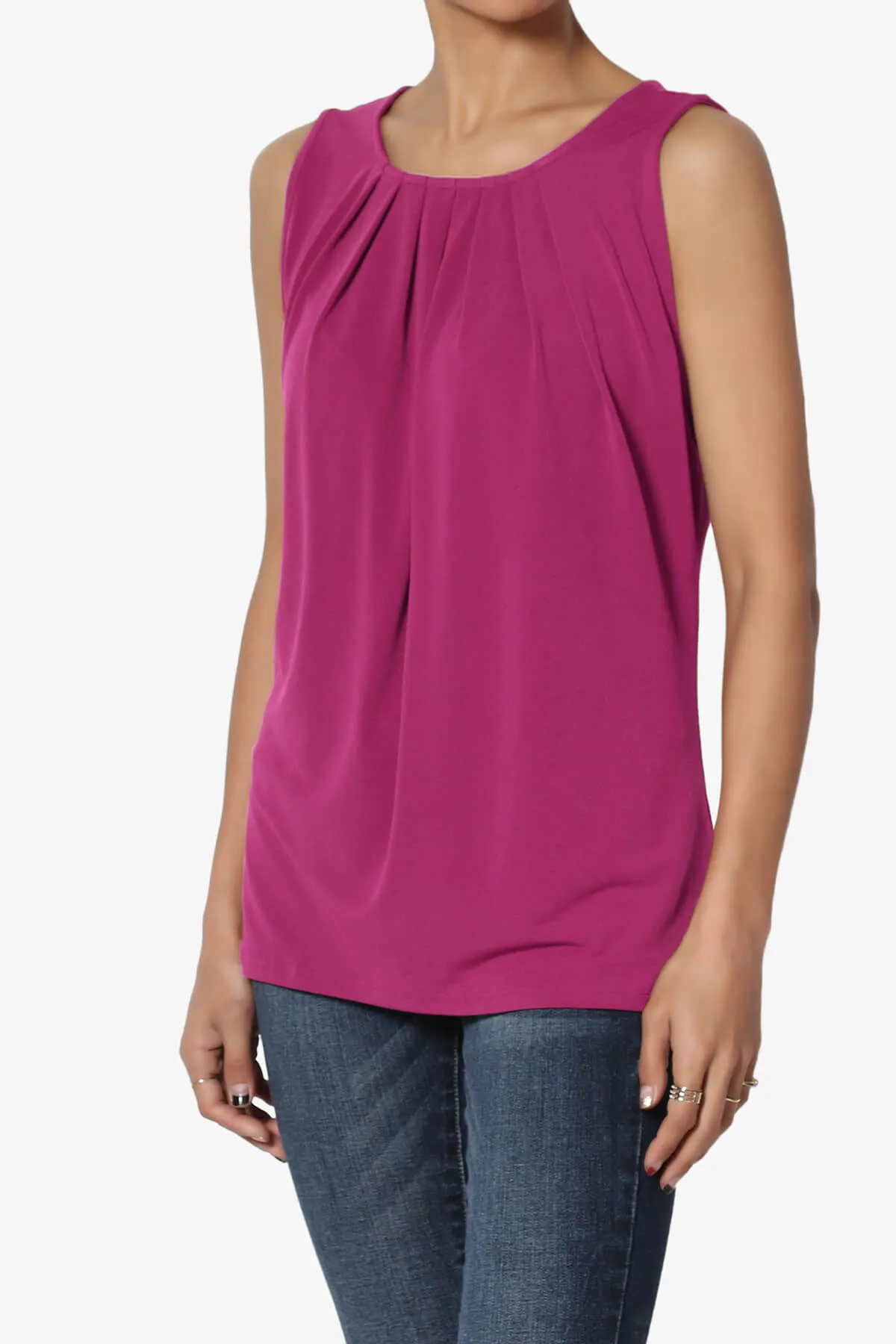 Chaffee Pleat Neck Tank Top PLUS