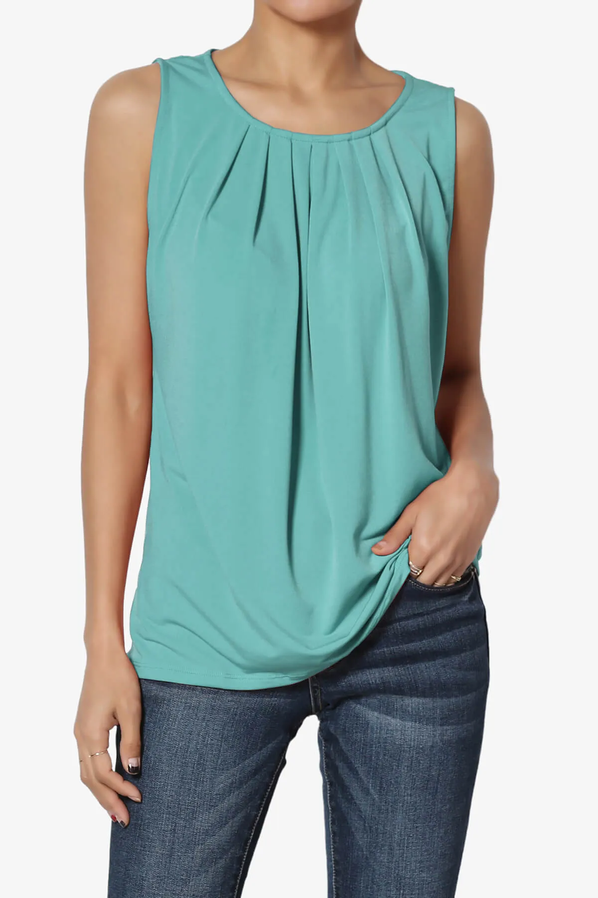 Chaffee Pleat Neck Tank Top PLUS