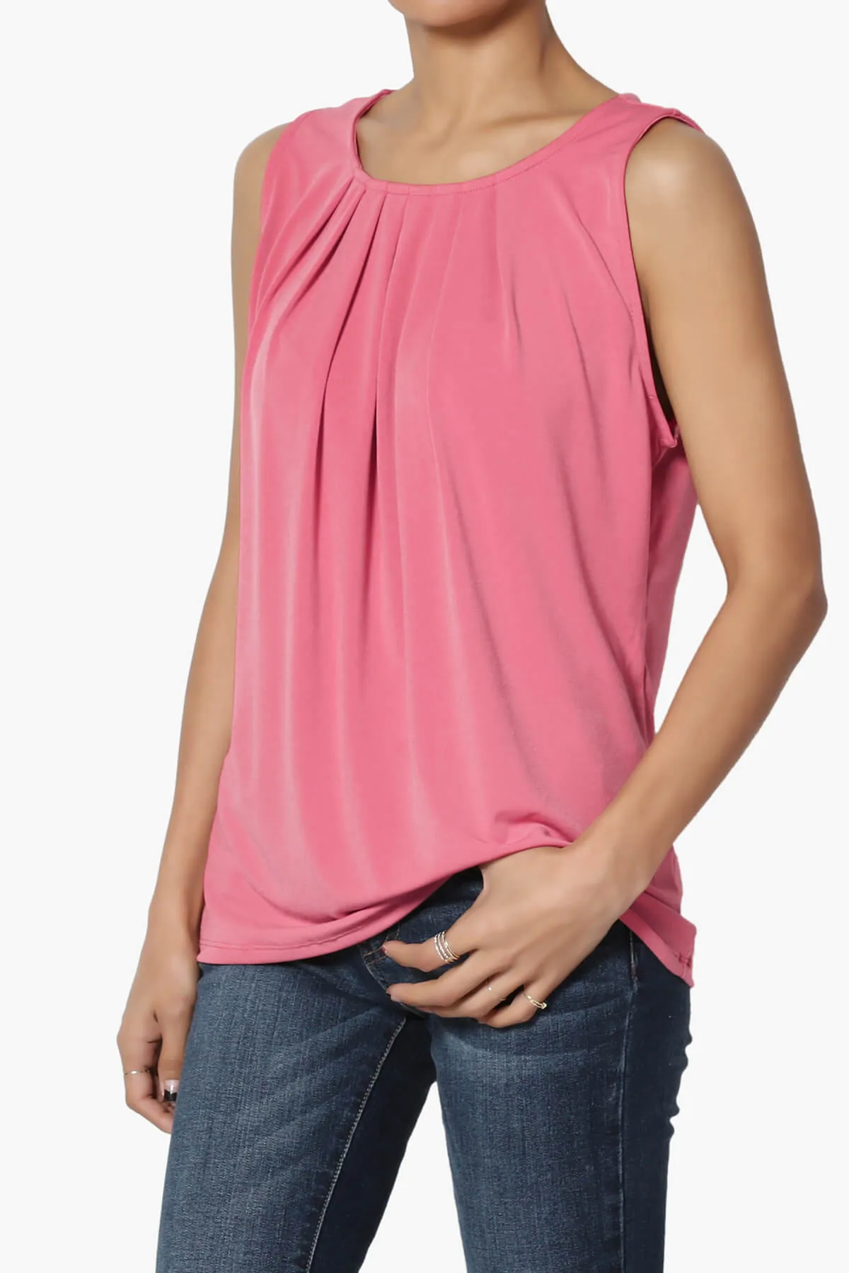 Chaffee Pleat Neck Tank Top PLUS