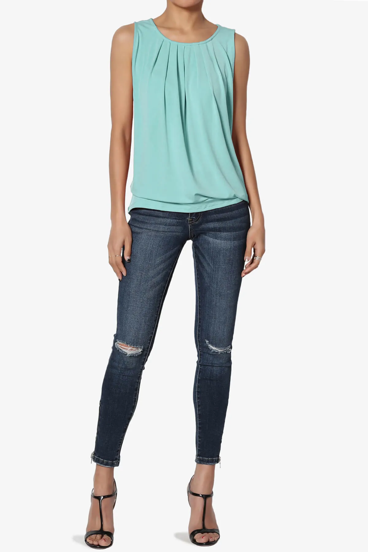 Chaffee Pleat Neck Tank Top PLUS