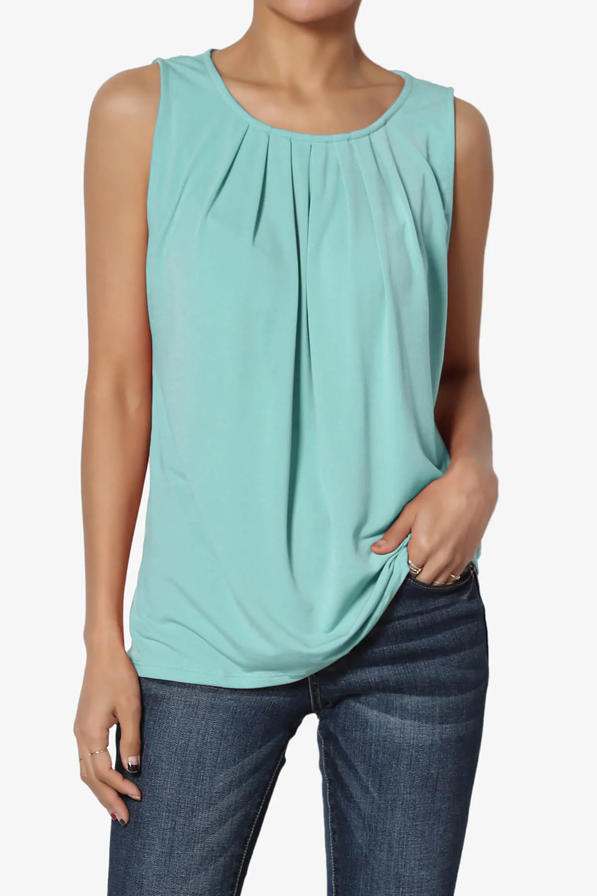 Chaffee Pleat Neck Tank Top PLUS