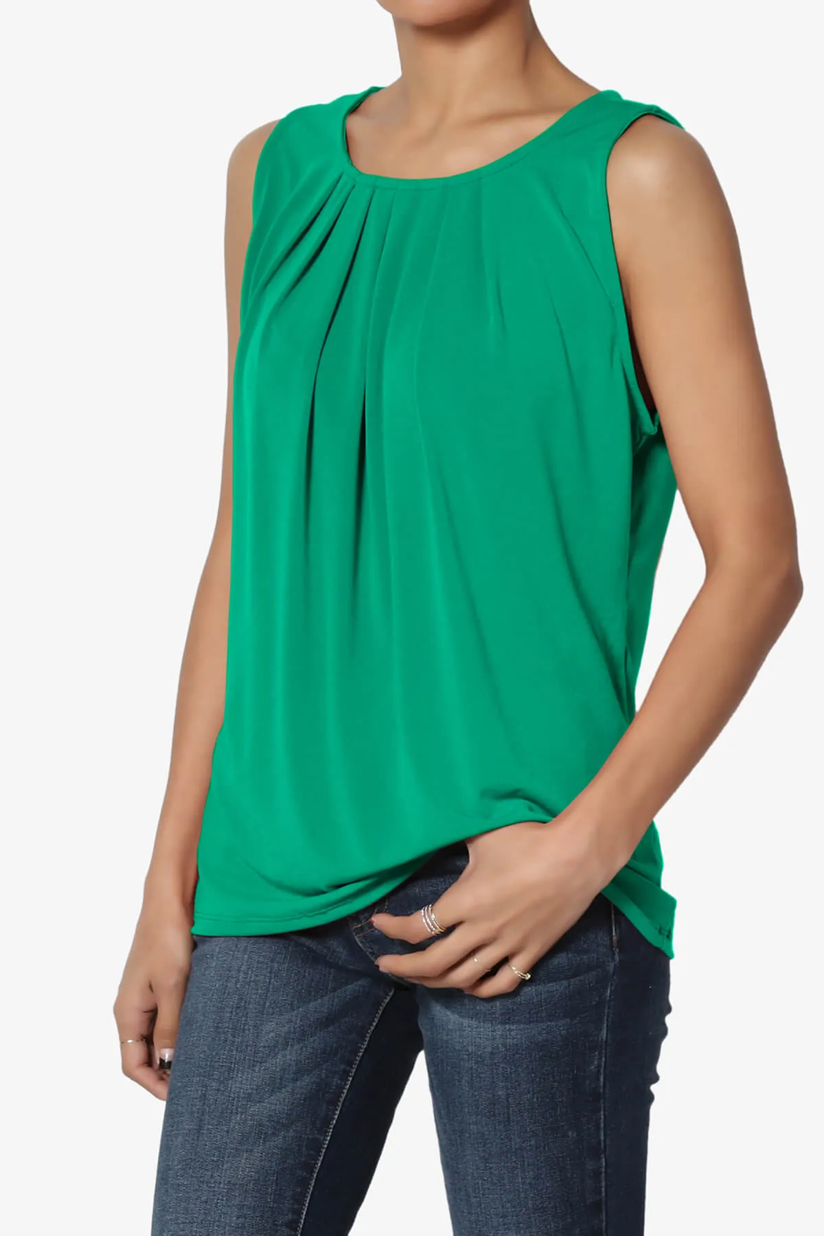 Chaffee Pleat Neck Tank Top PLUS