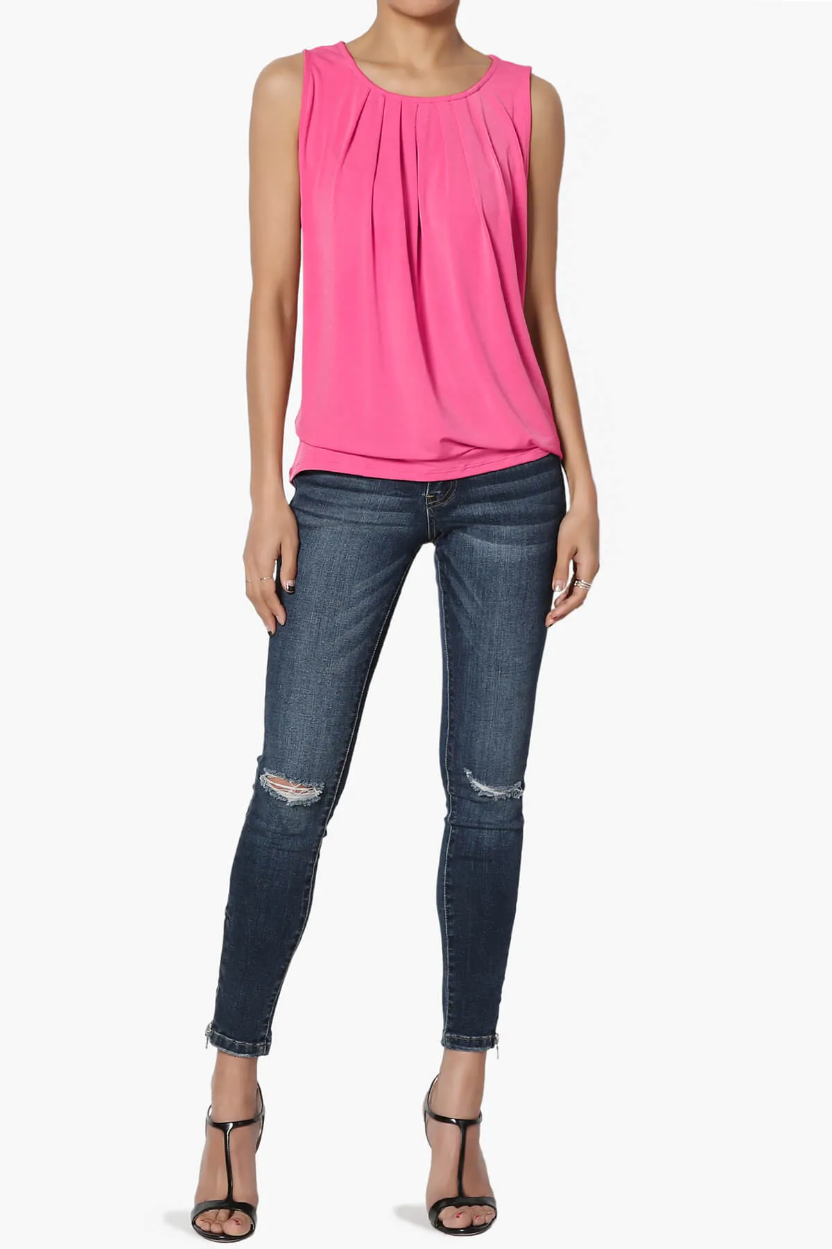 Chaffee Pleat Neck Tank Top PLUS