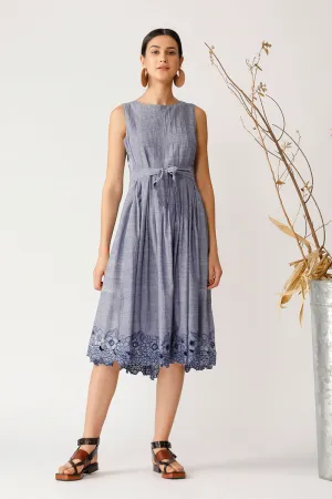 Chambray Blue Pleated Dress