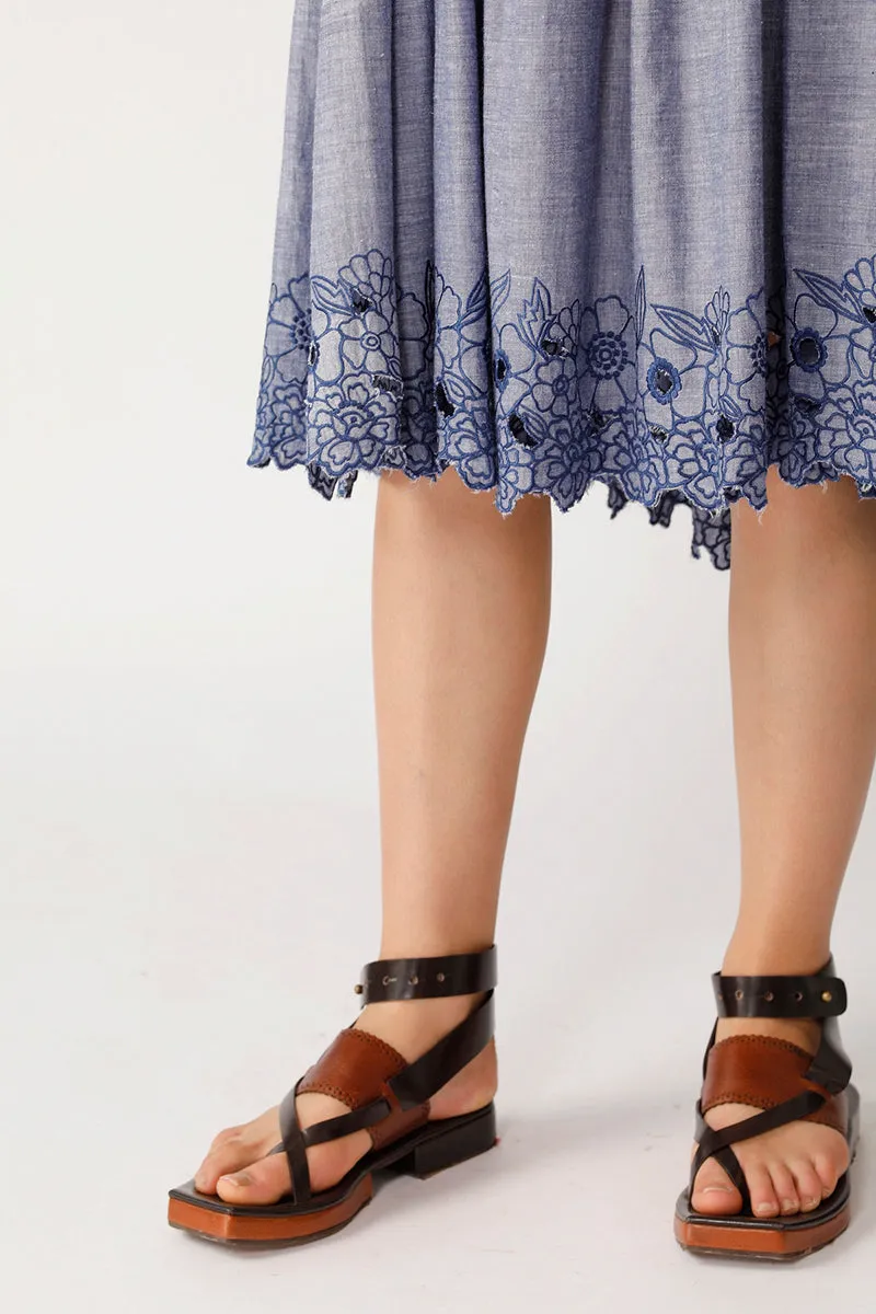 Chambray Blue Pleated Dress