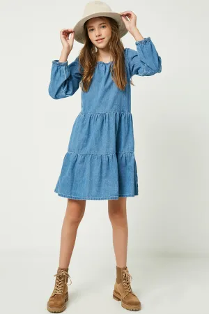 Chambray Tiered Dress