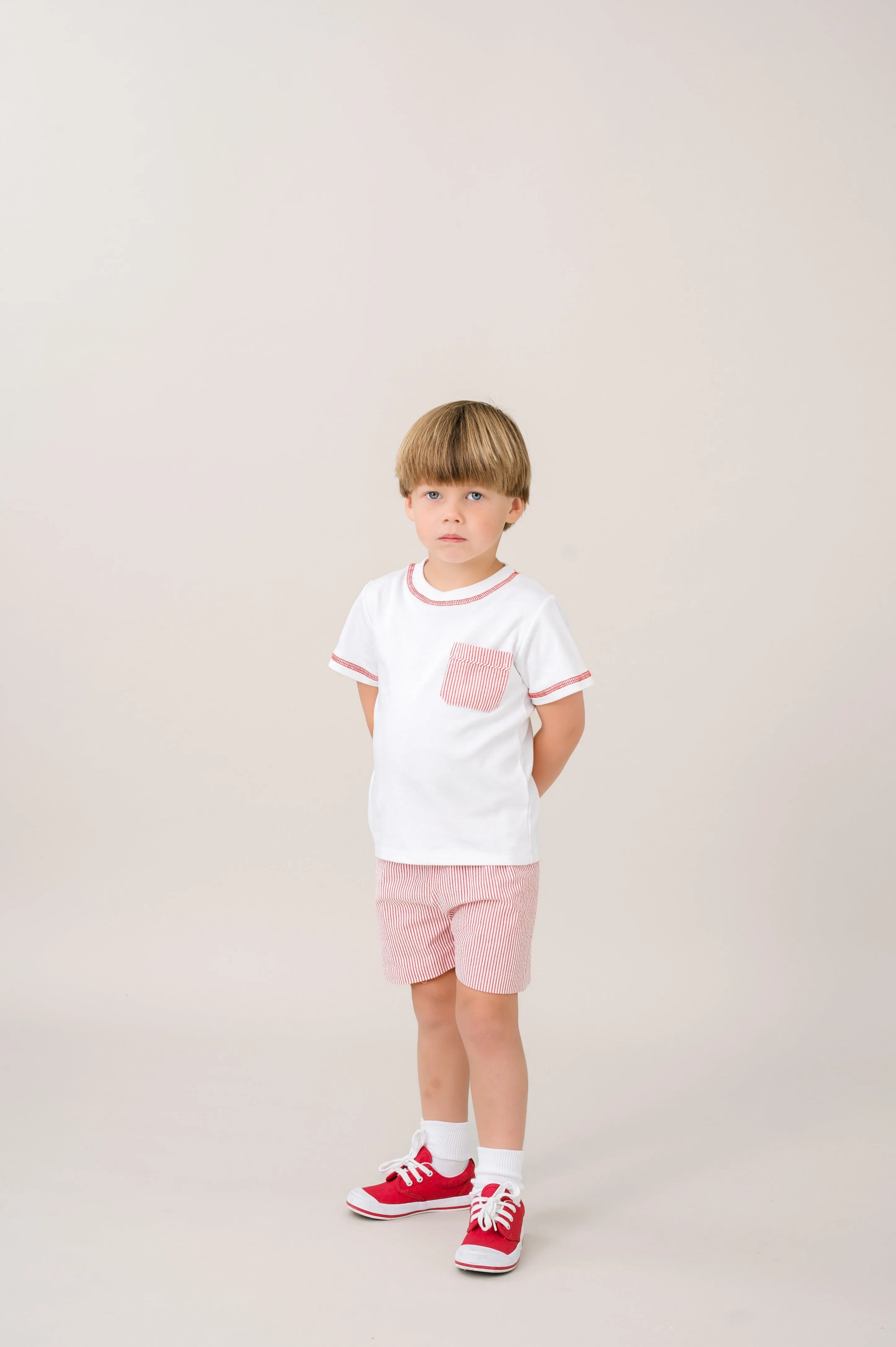Charlie Short Set - Legacy White, Raleigh Red Seersucker