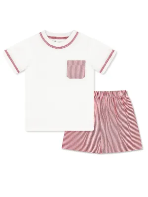 Charlie Short Set - Legacy White, Raleigh Red Seersucker