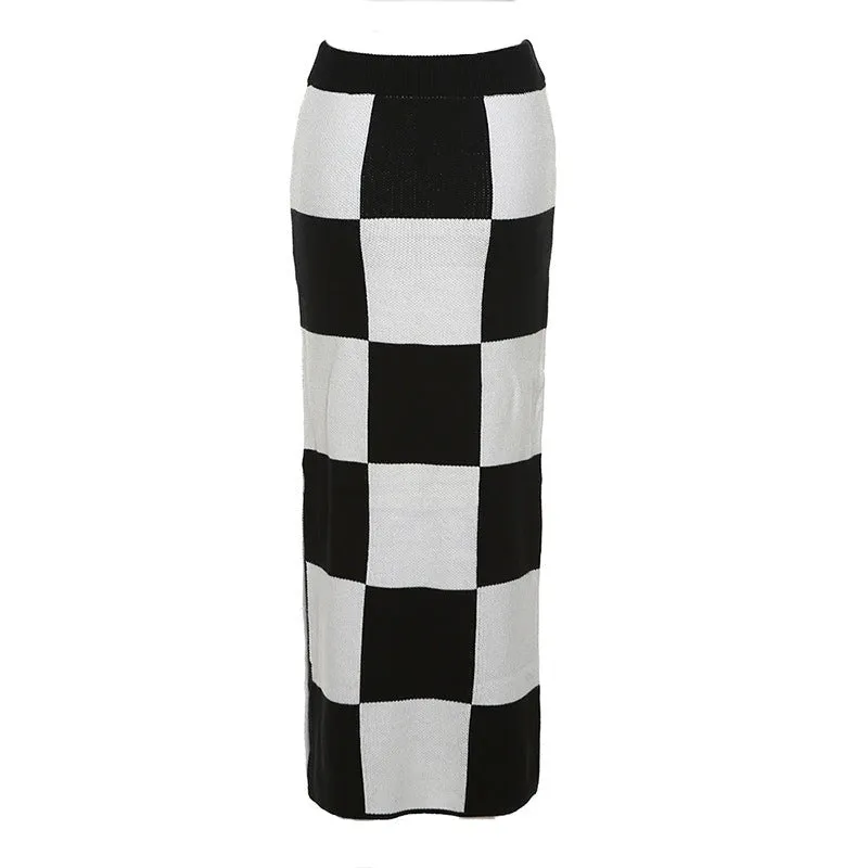 Checkerboard Maxi Skirt