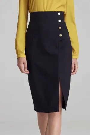 Chic Gold Button Pencil Skirt