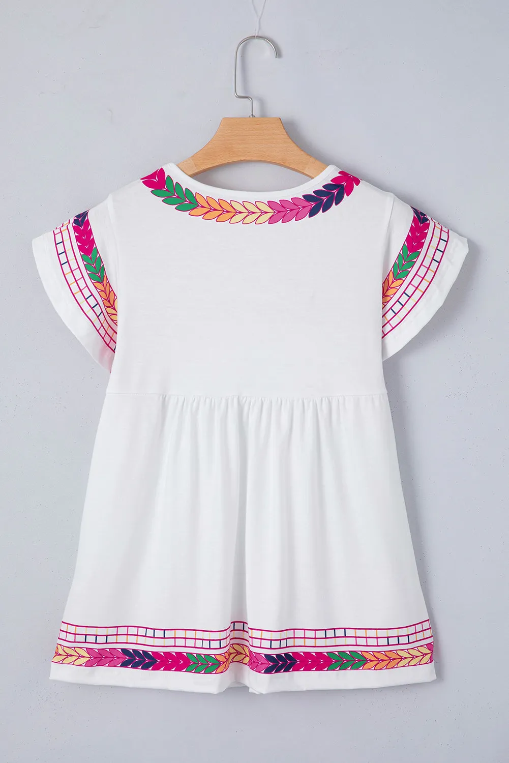 Chrys Printed Round Neck Cap Sleeve Blouse