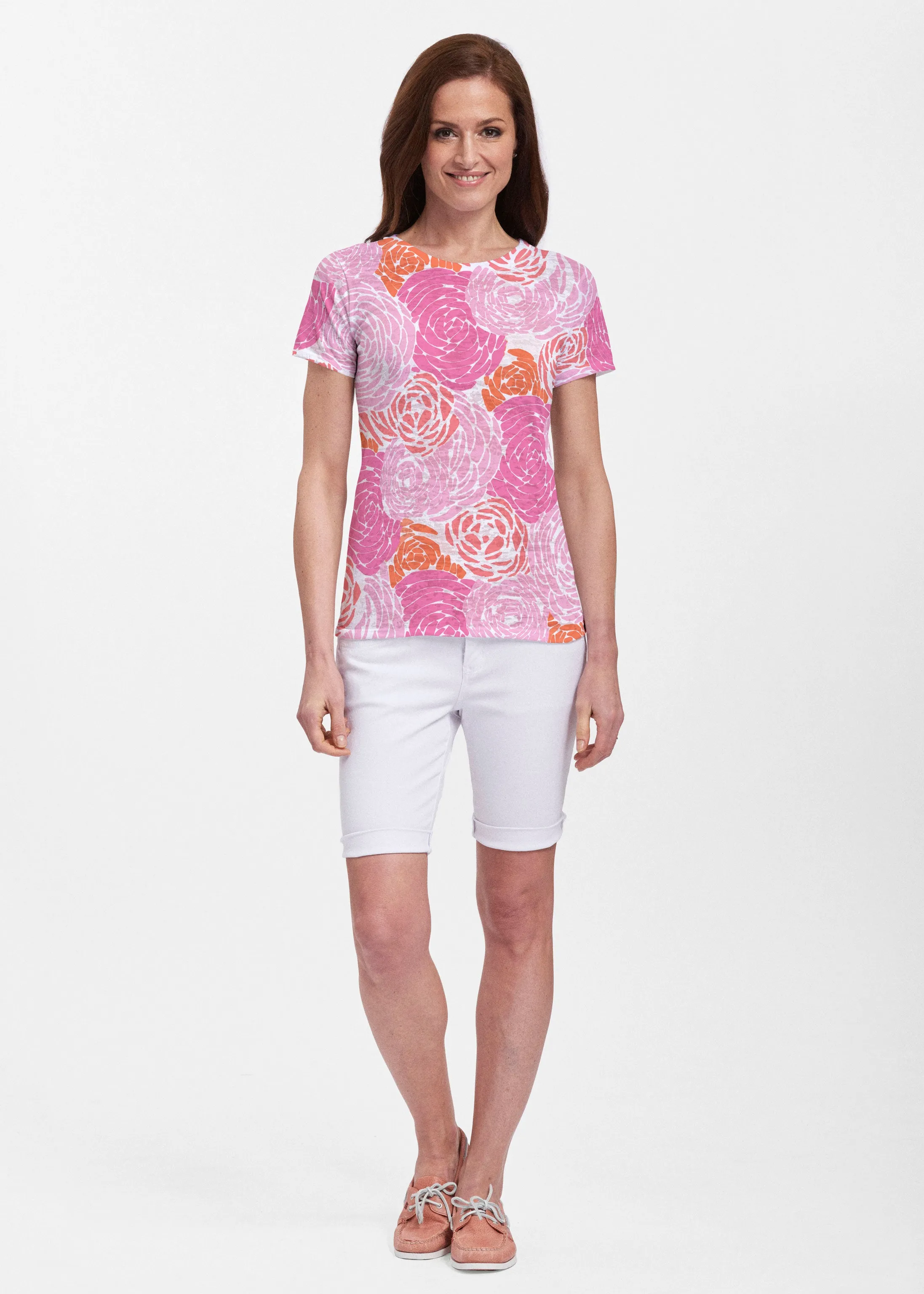 Chrysanthemum Pink (4074) ~ Sheer Short Sleeve Crew Shirt