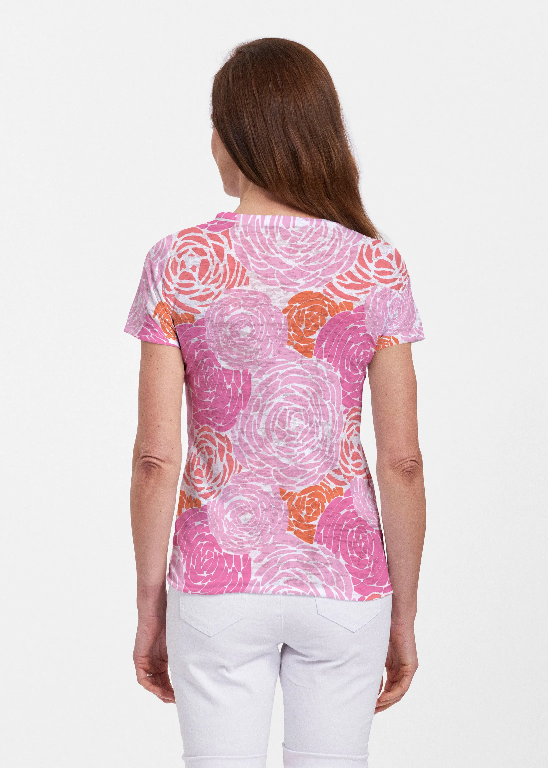 Chrysanthemum Pink (4074) ~ Sheer Short Sleeve Crew Shirt