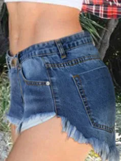 Classic High Waist Washed Denim Shorts