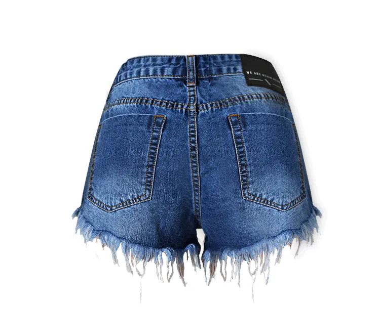 Classic High Waist Washed Denim Shorts