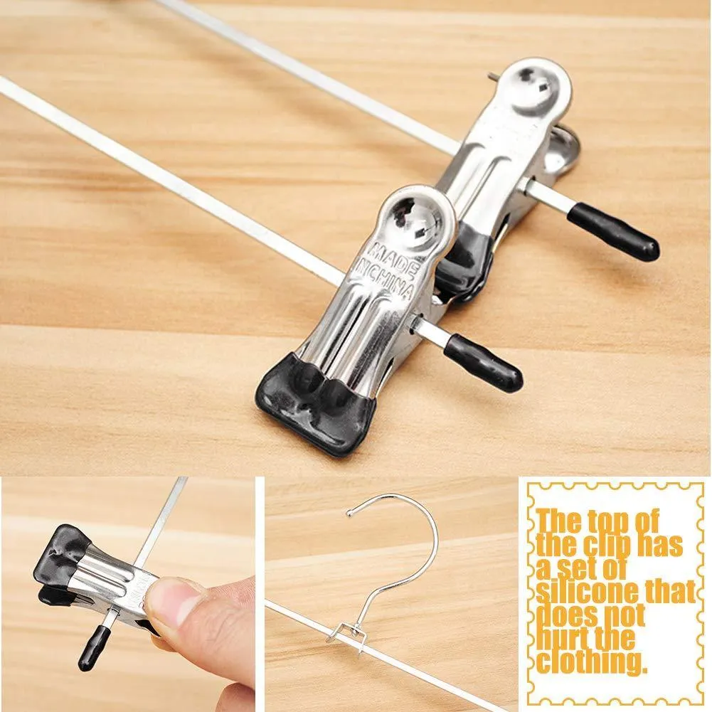 Clothes Hangers Stainless Steel with Non Slip Clips Hangers for Pants Metal Skirt Hangers Heavy Duty Slack Hangers Adjustable Clips Resistant Plated for Skirt Clothes Jeans Shorts Trousers (20 Pack)
