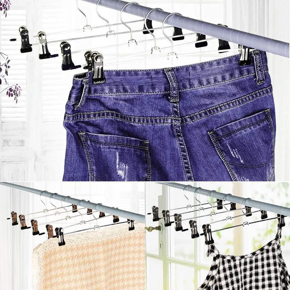 Clothes Hangers Stainless Steel with Non Slip Clips Hangers for Pants Metal Skirt Hangers Heavy Duty Slack Hangers Adjustable Clips Resistant Plated for Skirt Clothes Jeans Shorts Trousers (20 Pack)