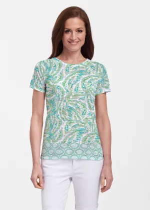 Coastal Paisley Lace Green (7690) ~ Sheer Short Sleeve Crew Shirt