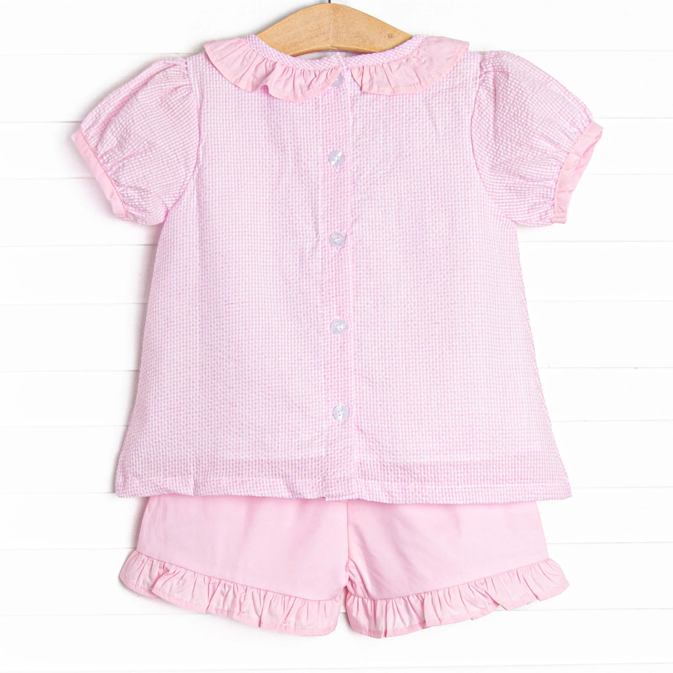 Color Me Happy Applique Short Set, Pink