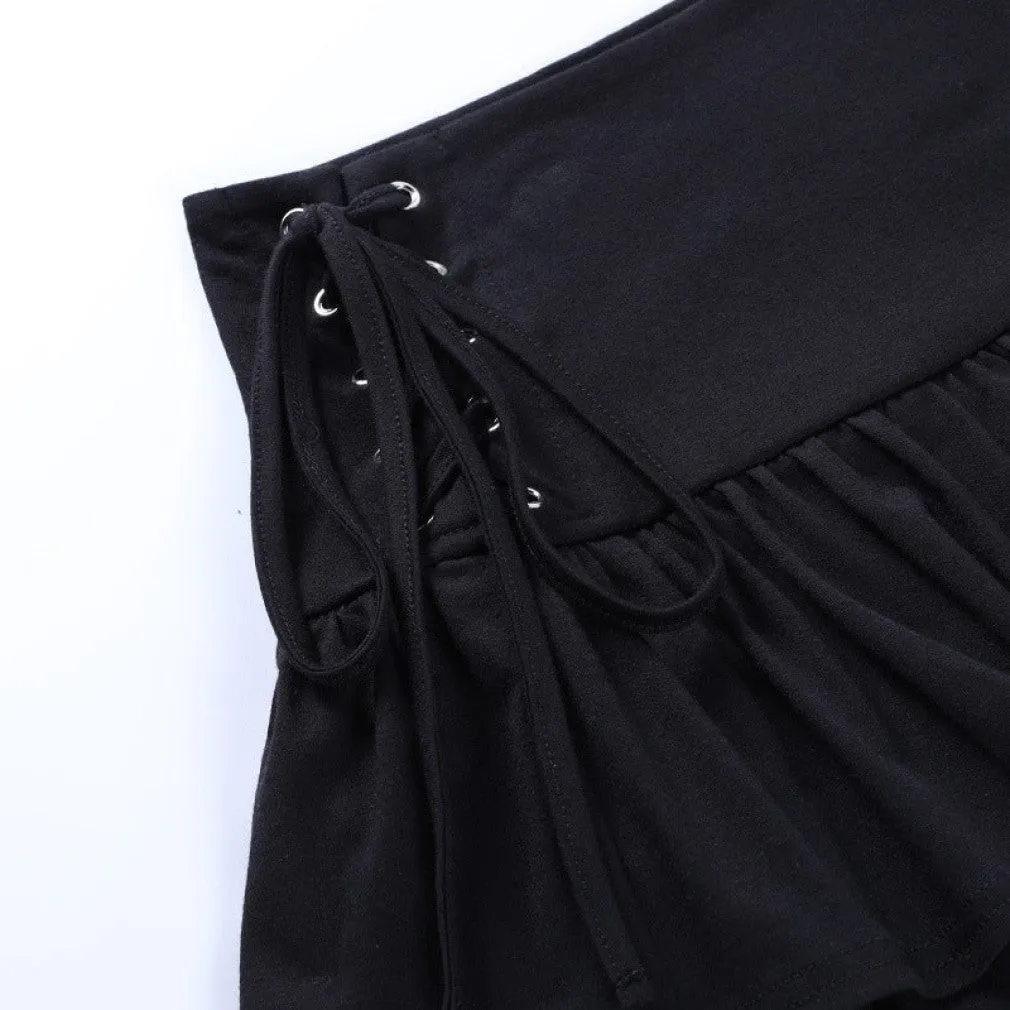 ContiNent 33 Streetwear Mall Goth Skirt Women High Waist Bandage Mini Skirt Dark Gothic Punk Emo Alt Club Wear